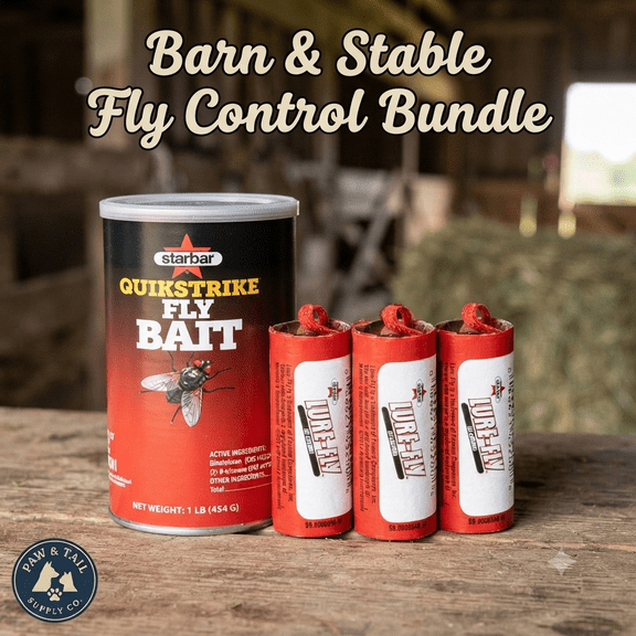 Starbar QuikStrike Fly Bait 1 lb with 3 Sticky Fly Ribbon Traps Barn Stable Bundle