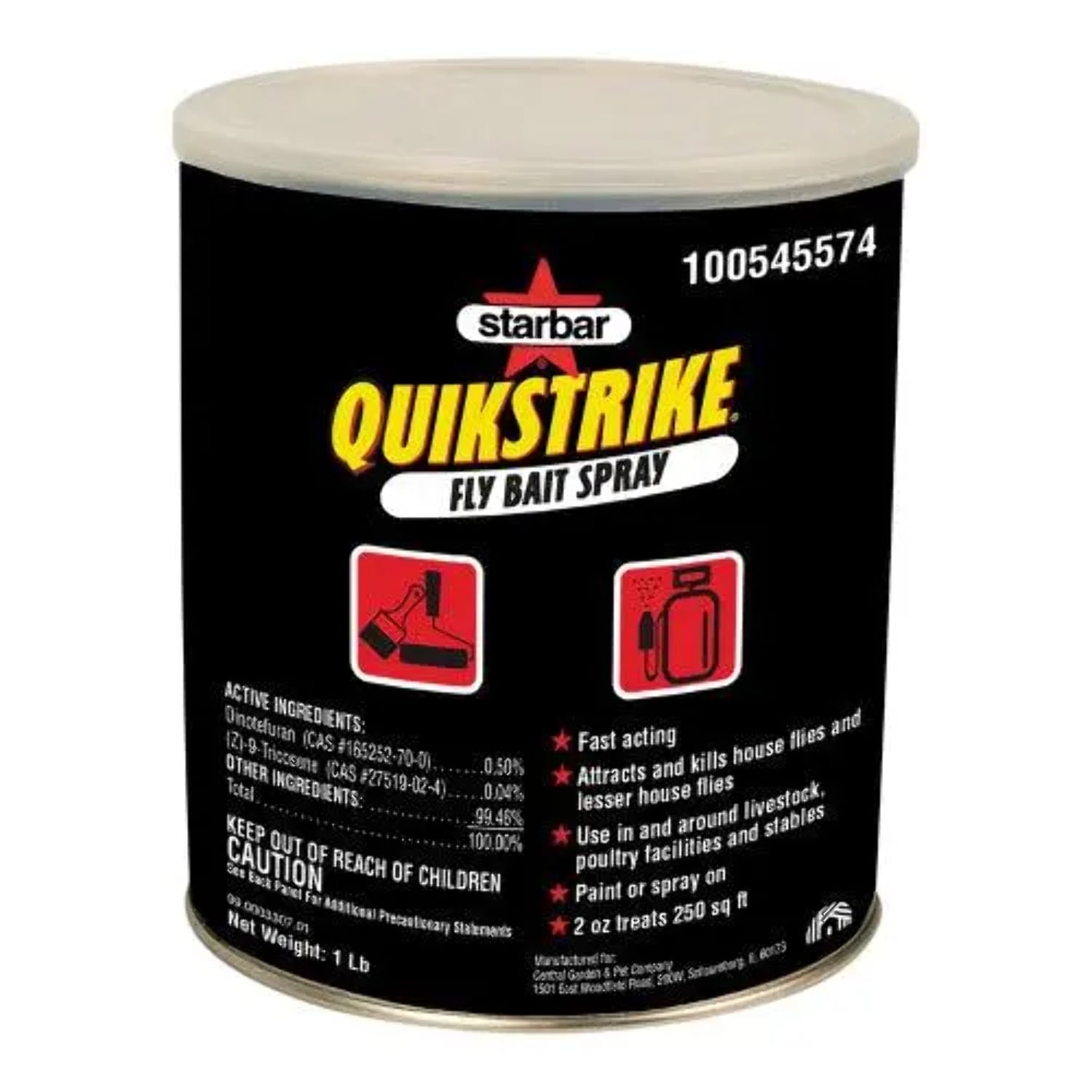 Starbar QuikStrike Fly Bait Spray, 1 lb – Quick-Acting House Fly Killer for Barns, Coops & Stables