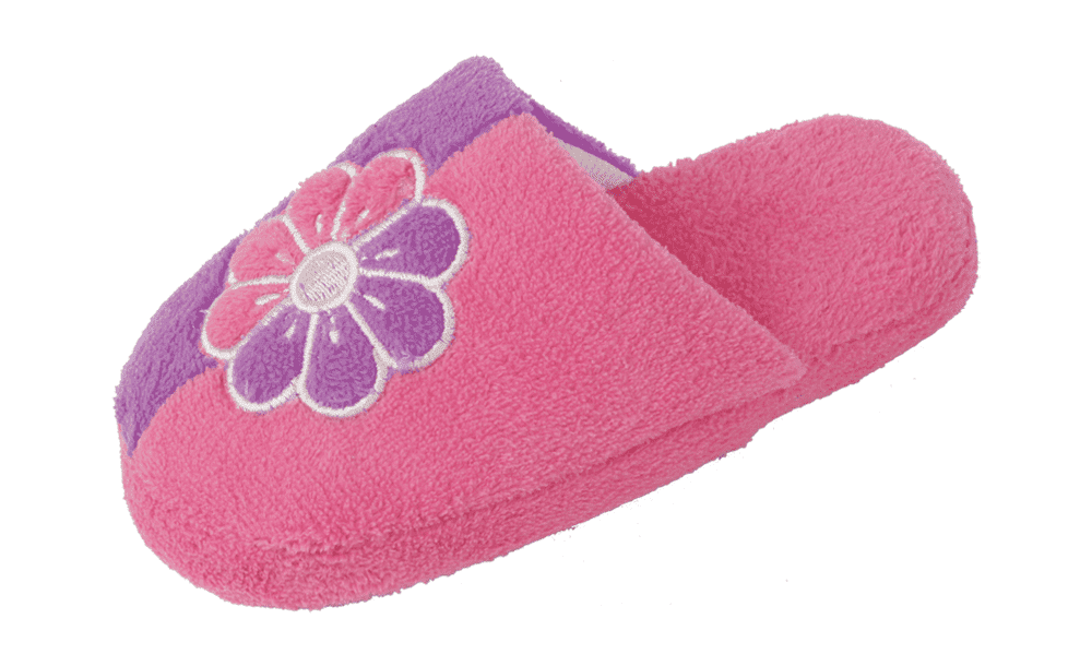 Girl's Children's Warm Home Indoor Slippers with Contrast Flower Design, Hotel Style (#8206)
