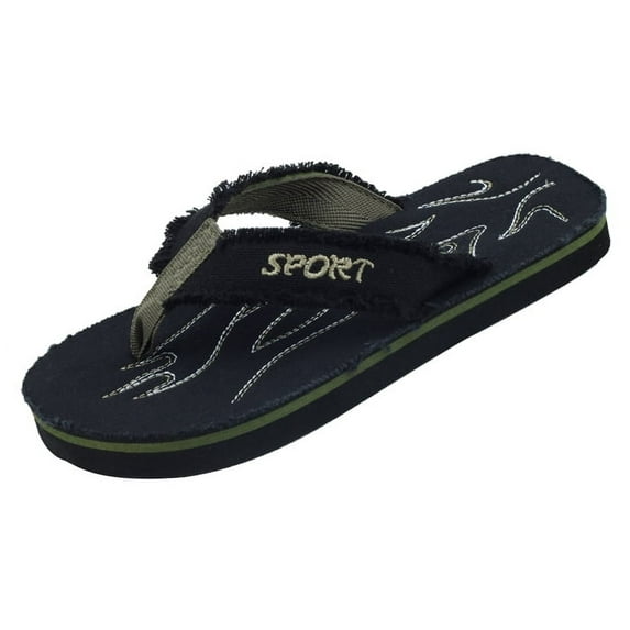 Starbay Kid's Boy's Canvas upper EVA Outsole Casual Thong Flip Flop Flat Comfy Beach Sandals Black Size 2