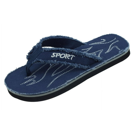 Starbay Unisex Kids Canvas Thong Flip Flop Sandals, Flat, Navy, Size 6