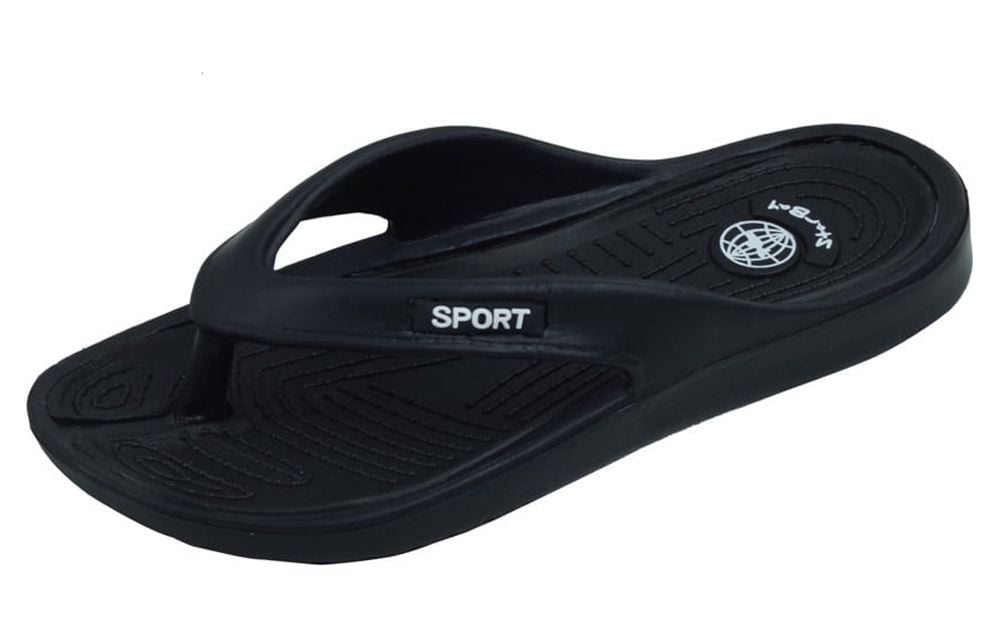 Starbay Women's Casual Lightweight Flip Flop Sandal, Non-Skid, Black, 7