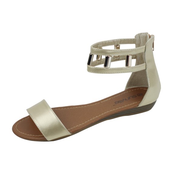 Starbay Women's Fashion Beaded Ankle Band Zipper Back Flat Sandals