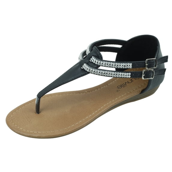 Starbay Women's Fashion Jewel Crystal Double Buckle Strap Thong Flat Sandal