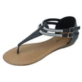 thumbnail image 1 of Starbay Women's Fashion Jewel Crystal Double Buckle Strap Thong Flat Sandal, 1 of 2
