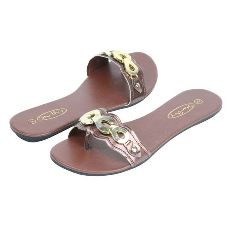 Women Chain Decor Slide Sandals, Fashion Sandals
