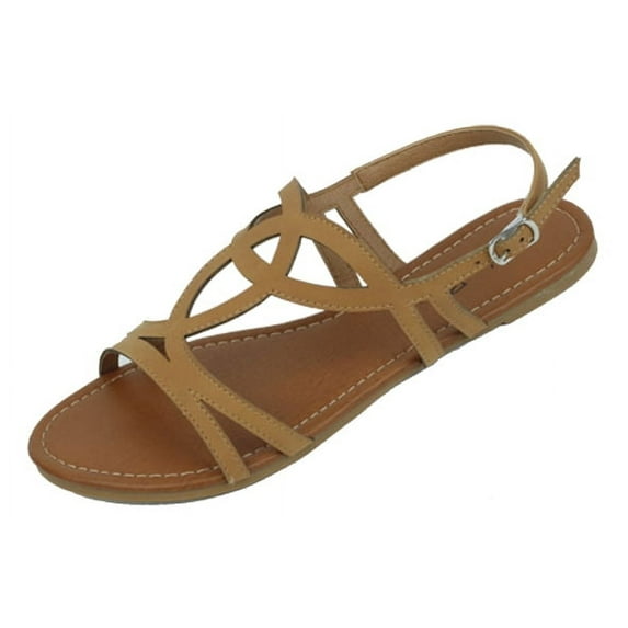 Starbay Women's Peep Toe Matte Strappy Gladiator Sandals Flats