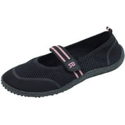 Starbay Womens Slip-On Water Shoes with Hook-and-Loop Strap, Black, 11 M US