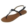 thumbnail image 1 of Starbay Women's Square Jeweled Rhinestone T-Strap Flat Sandals, 1 of 2