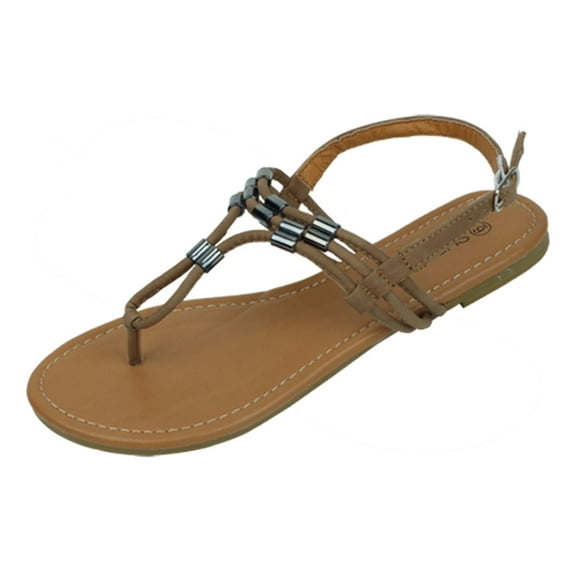 Starbay Women's T-Strap Flats Sandals, Fashion Beads