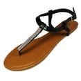 thumbnail image 1 of Starbay Women's T-Strap Flats Sandals, Rhinestone Strip, 1 of 2