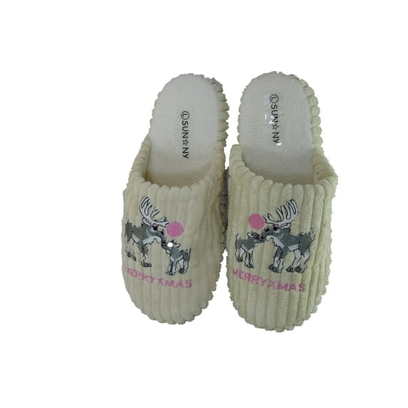 Starbay Women's Warm & Plush Winter X-Mas Holiday Reindeer Indoor House Slippers (#1129)