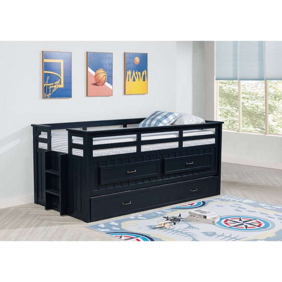 Starboard Navy Blue Twin Captain Bed With Trundle