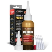 Light Brown Medium CA Glue Premium Cyanoacrylate Super Glue Crack Filler 150 CPS Viscosity, for Woodworking, Woodturning, Carpentry, Guitar, 2oz