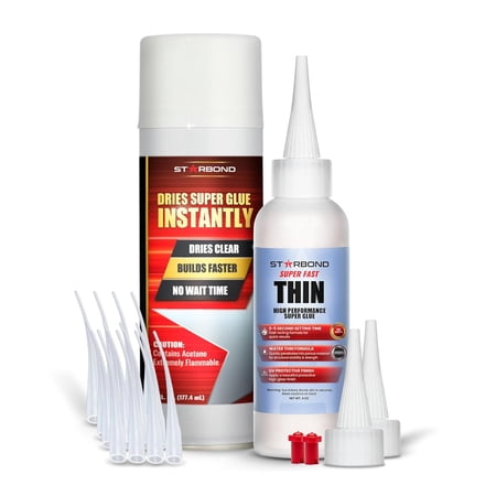 Starbond Super Fast Thin CA Glue (4 oz) and Aerosol Accelerator (6 oz) Bundle with Activator Bundle, for Woodturning, Pen Turning, Hobby, Stabilizing, Finish, Inlay