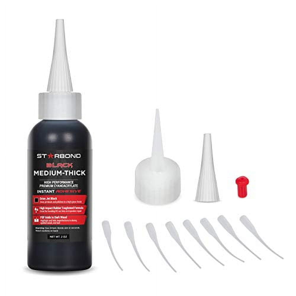 Starbond 2 oz. Black Medium-Thick CA Glue (Premium Cyanoacrylate Super  Glue) Knot Filler 500 CPS Viscosity for Woodworking, Woodturning,  Carpentry