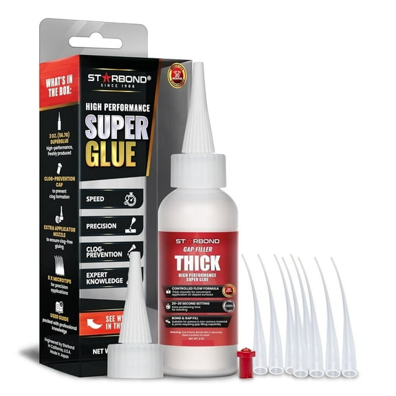 Premium Grade Cyanoacrylate (CA) Super Glue, Gap Filler Thick 2000 CPS Viscosity Adhesive for Carpentry, Woodworking, Hobby Models, Archery Fletching 2 oz