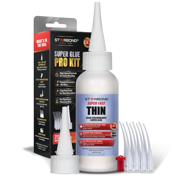 Starbond 2 oz. Super Fast Thin CA Glue (Premium Cyanoacrylate Super Glue) for Woodworking, Woodturning, Hobby Models, CA Finish, Inlays