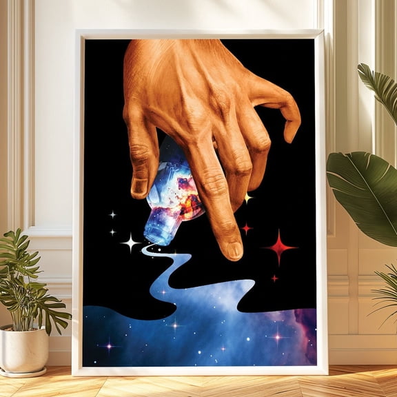 Starborn Surreal Art Print: Retro Trippy Space Collage Home Decor Office Wall Art