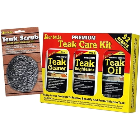 Starbrite Teak Care Kit w/ Magic Teak Scrub BUNDLE Marine Home Heavy Cleaning