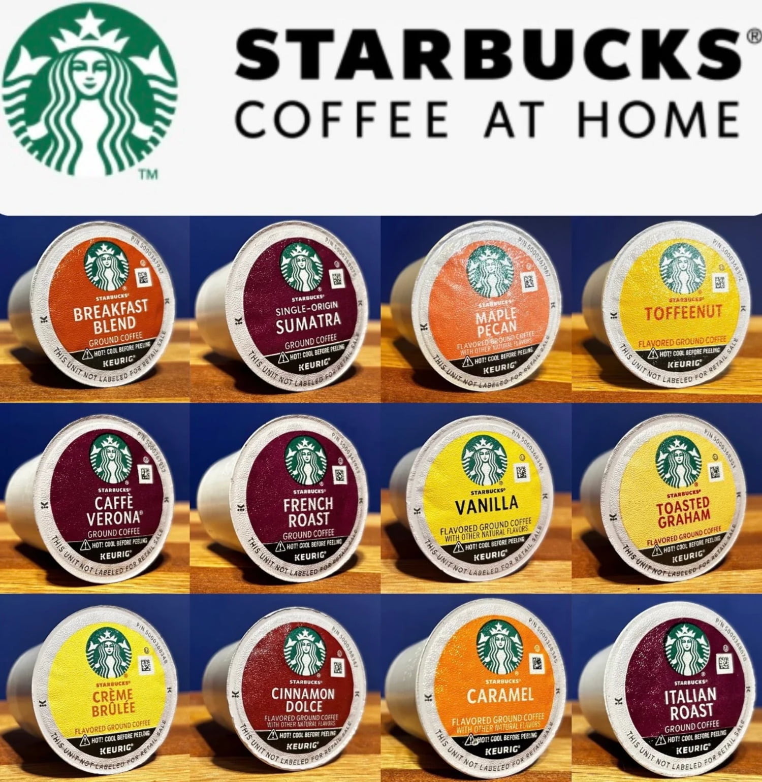 Starbuck's Coffee Sample Set, 12 Different KCup Pods & Flavors