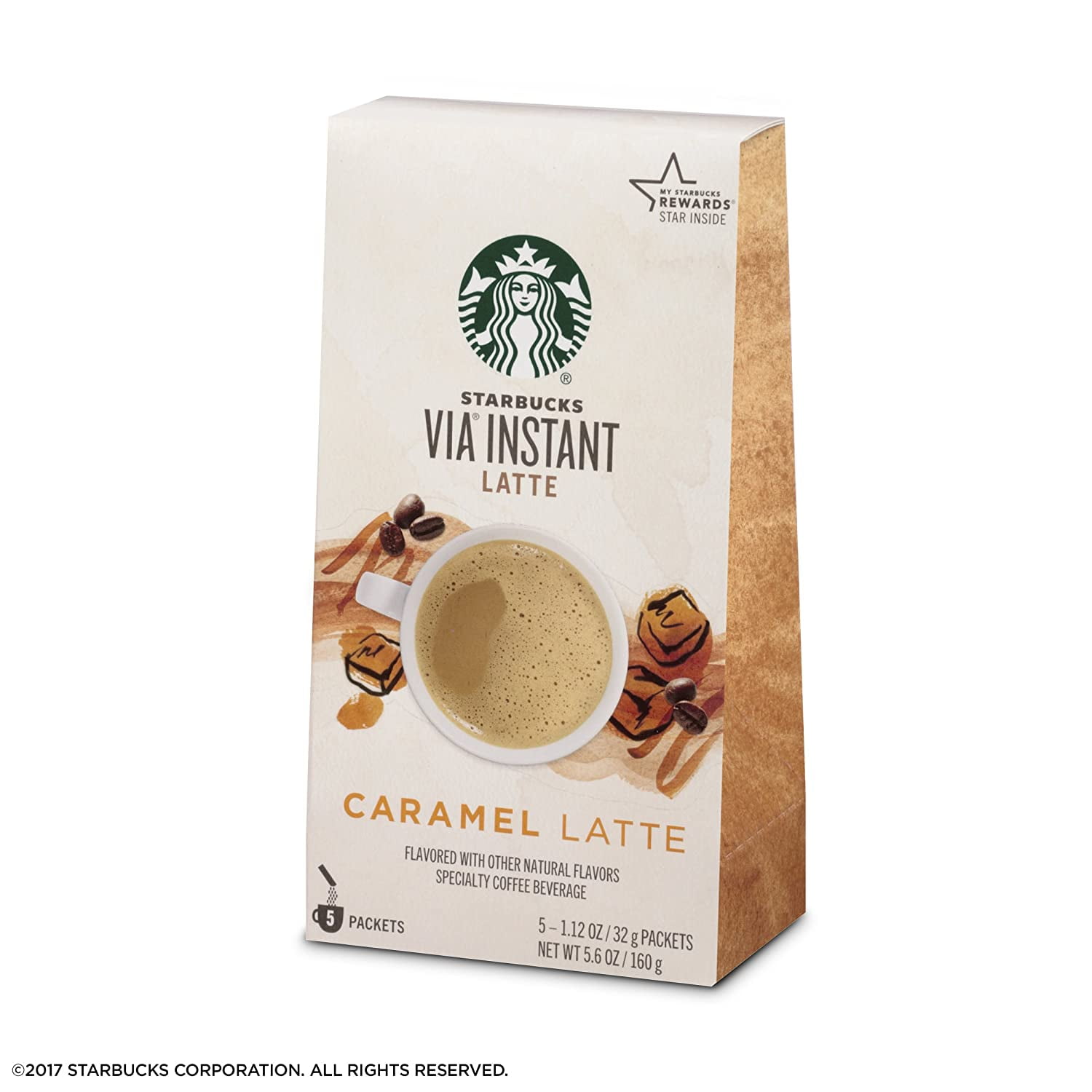 Starbuck s VIA Instant Caramel Latte Specialty Beverage 100 Arabica Micro Ground Coffee Creamy Natural Caramel Serve Iced or Hot Caramel