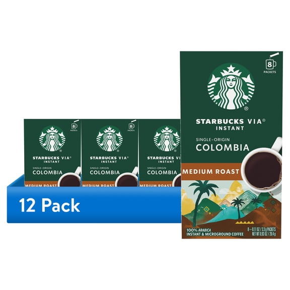 (1 pack) Starbucks VIA Instant Single-Origin Colombia, Instant Coffee, Medium Roast Coffee, 8 Packets
