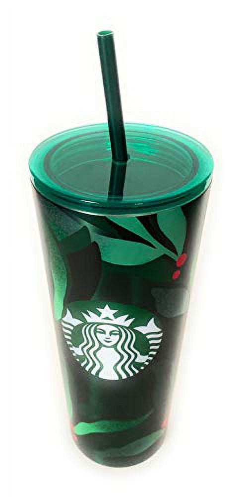 Starbucks 2019 Holiday Stainless Steel Green Mistletoe Holly 24 oz Cold Beverage Tumbler