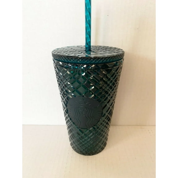 Starbucks 2021 Holiday Christmas Studded Dark Green Jeweled Tumbler Cold Cup, Grande 16 oz