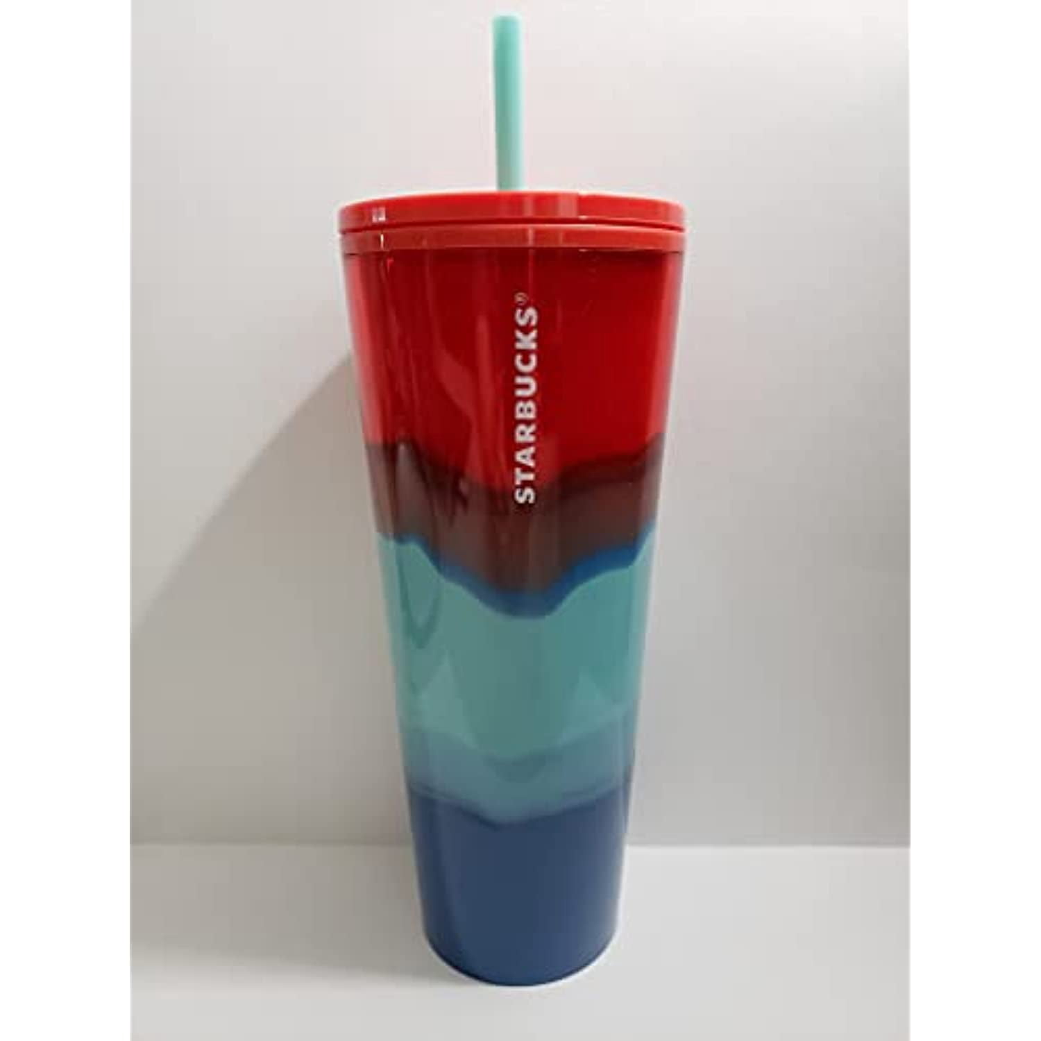 Starbucks 2021 Summer Collection: Red Turquoise and Blue Watercolor Venti  Tumbler