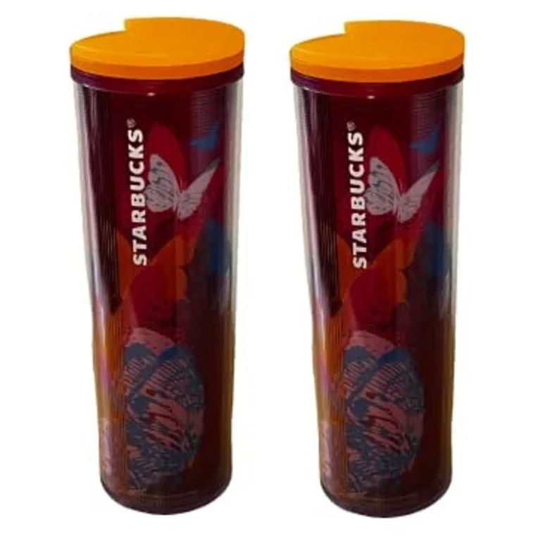 Starbucks 2022 Spring Butterfly 16oz Tumbler Cup with Lid (Set Of 2)