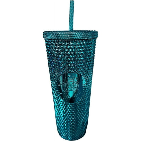 Starbucks 2023 Blue Chrome Studded Venti 24oz Tumbler with Straw