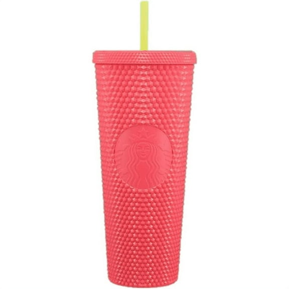 Starbucks 24 oz Dragon Fruit Studded Pink Tabbed Straw Tumbler