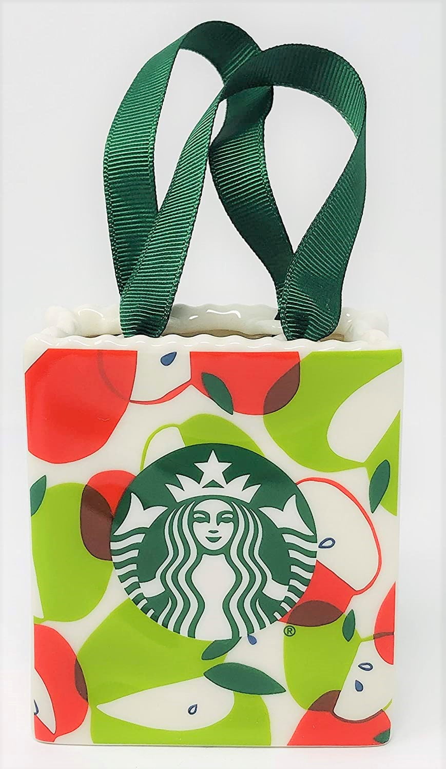 Starbucks Apples 2020 Ceramic Tote Bag Ornament Gift Card Holder
