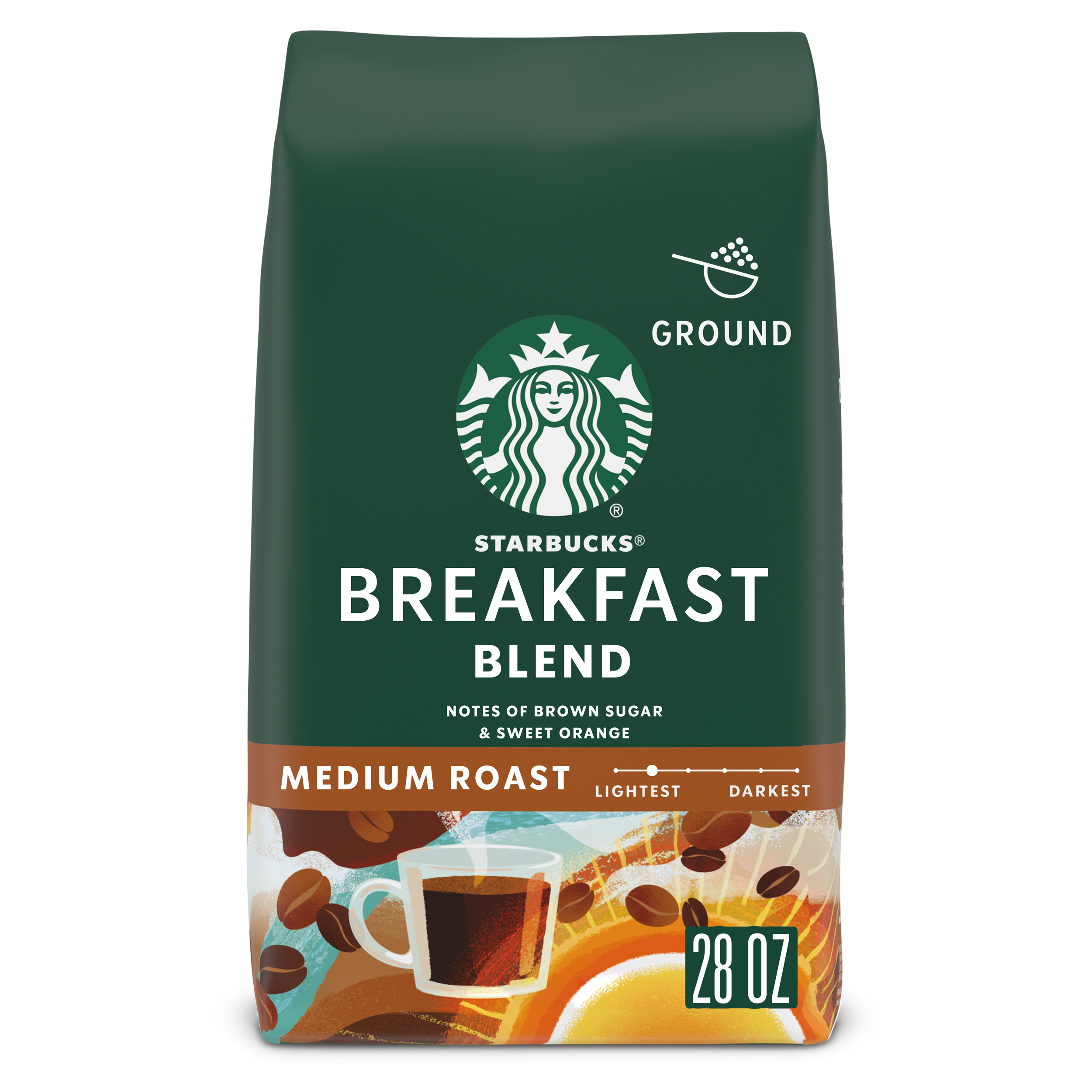 Starbucks Arabica Beans Breakfast Blend, Medium Roast, Ground Coffee, 28 oz - image 1 of 8