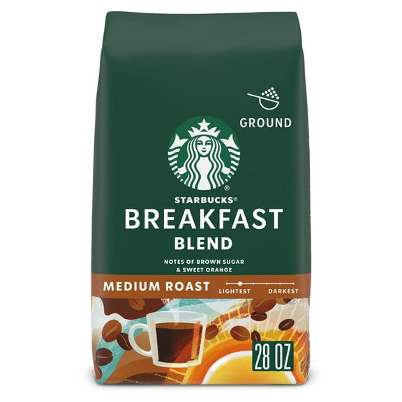 Starbucks Breakfast Blend, Ground Coffee, Medium Roast Hot or Iced Coffee, 28 oz