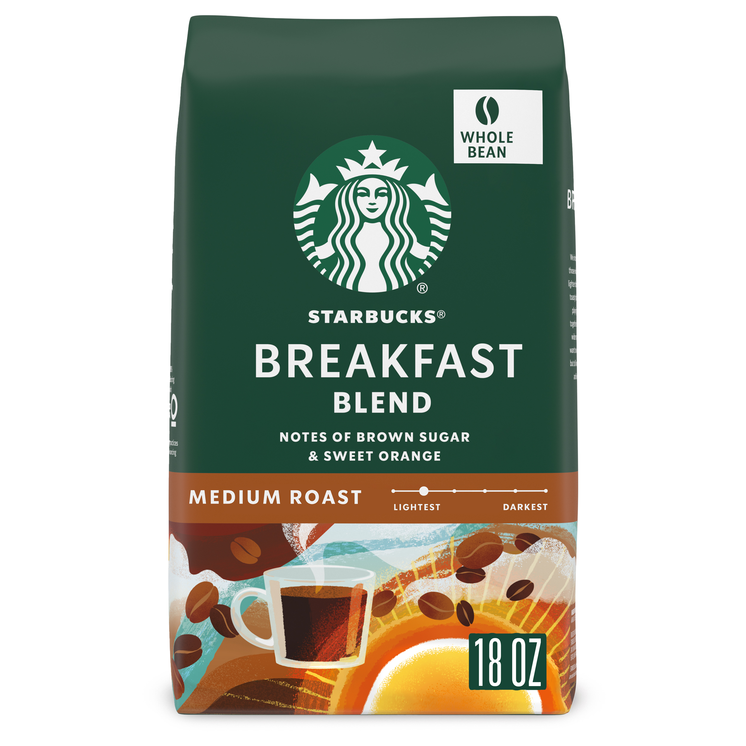 Starbucks Arabica Beans Breakfast Blend, Medium Roast, Whole Bean Coffee, 18 oz - image 1 of 8