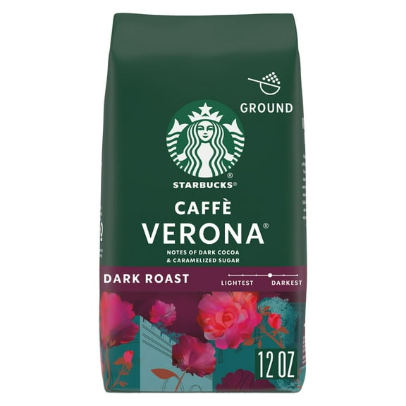 Starbucks Caffè Verona, Ground Coffee, Dark Roast Hot or Iced Coffee, 12 oz