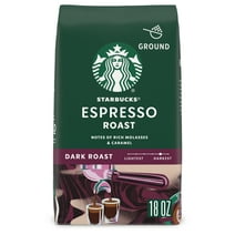 Starbucks Arabica Beans Espresso Roast, Dark Roast, Ground Coffee, 18 oz
