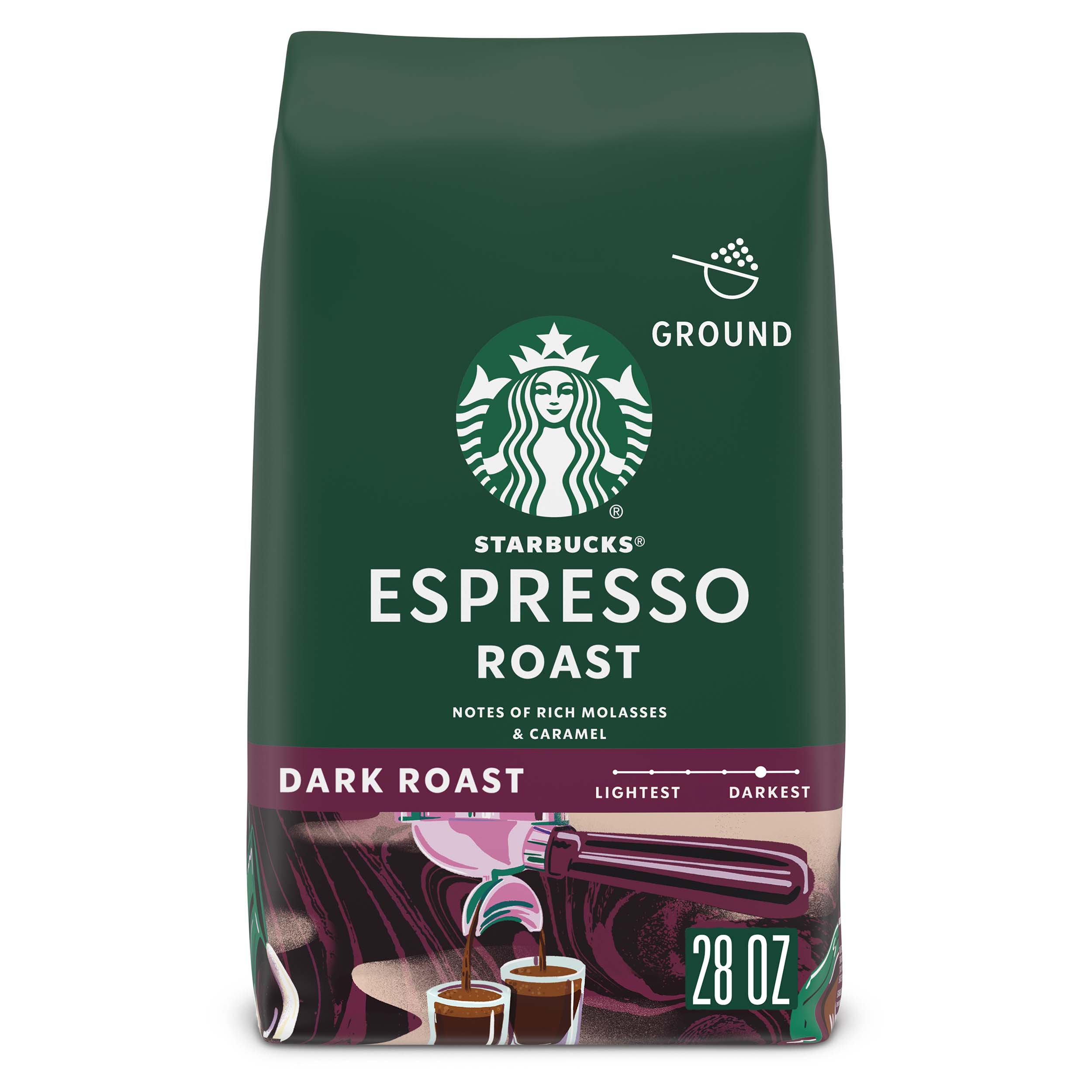 Starbucks Arabica Beans Espresso Roast, Dark Roast, Ground Coffee, 28 oz - image 1 of 8