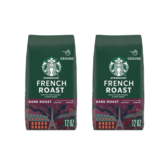 Starbucks Arabica Beans French Roast, Dark Roast Ground Coffee,12 oz