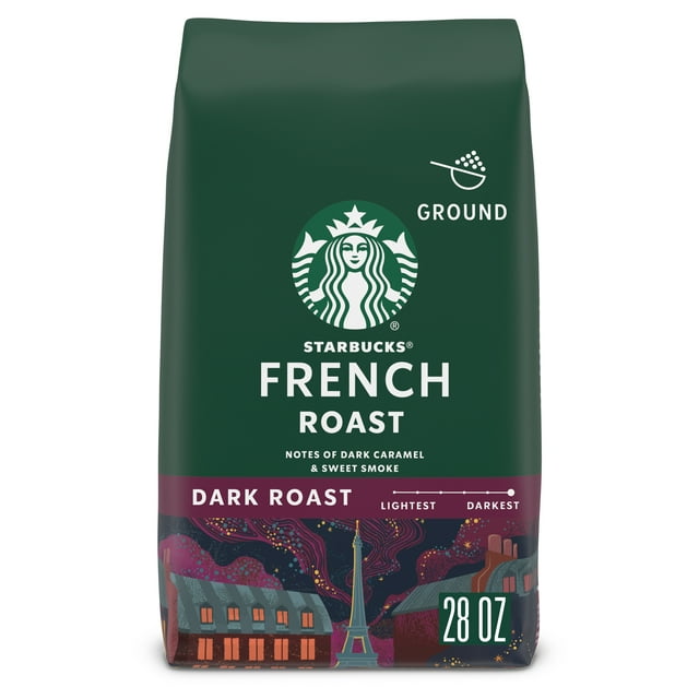 Starbucks Arabica Beans French Roast, Dark Roast, Ground Coffee, 28 oz