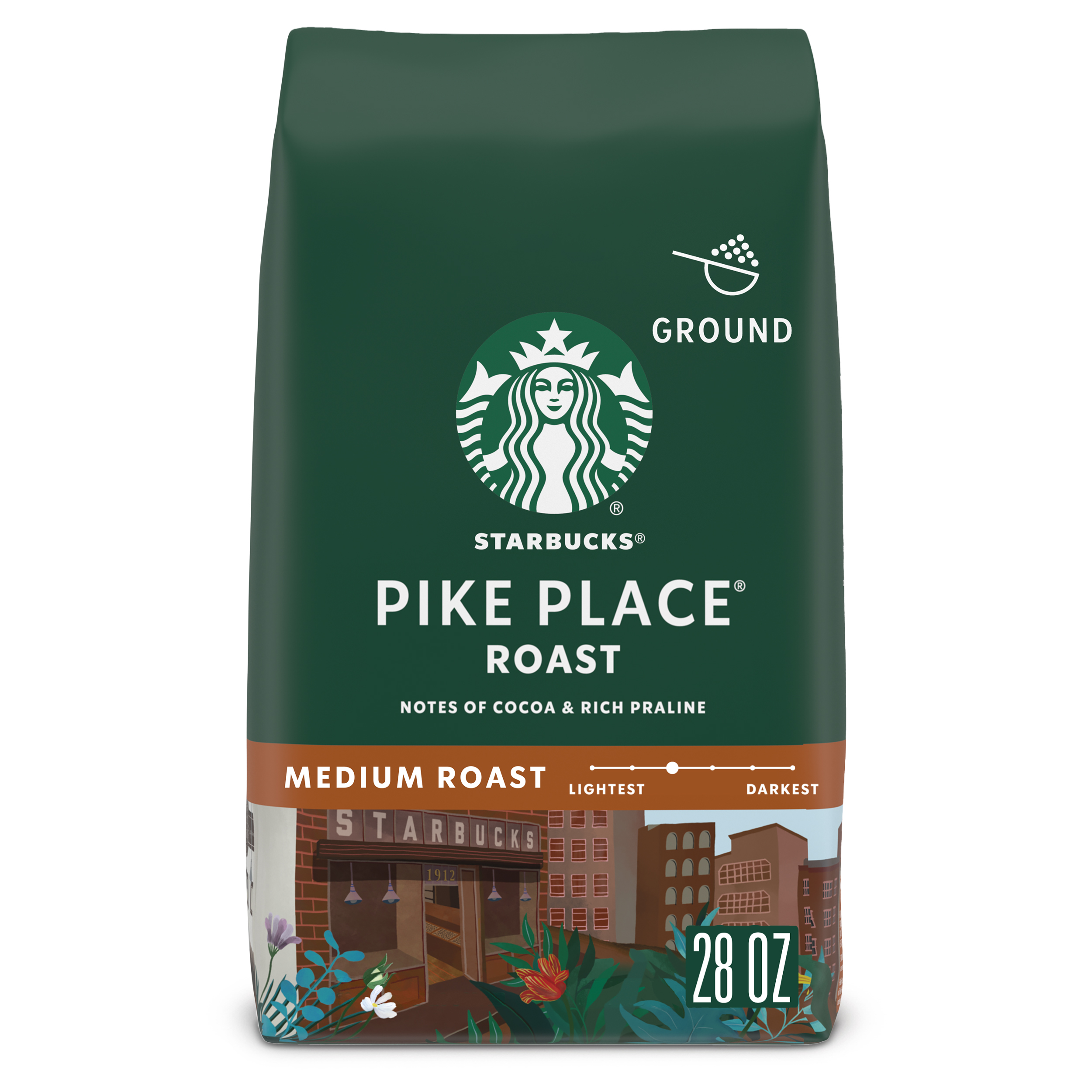 Starbucks Arabica Beans Pike Place Roast, Medium Roast Ground Coffee, 28 oz - image 1 of 8