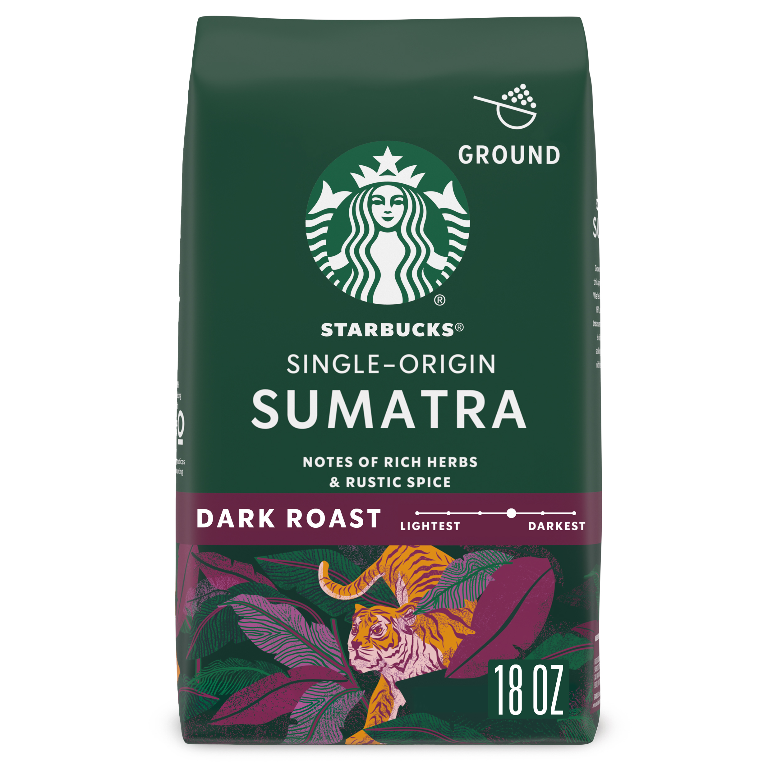 Starbucks Arabica Beans Sumatra, Dark Roast, Ground Coffee, 18 oz - image 1 of 8