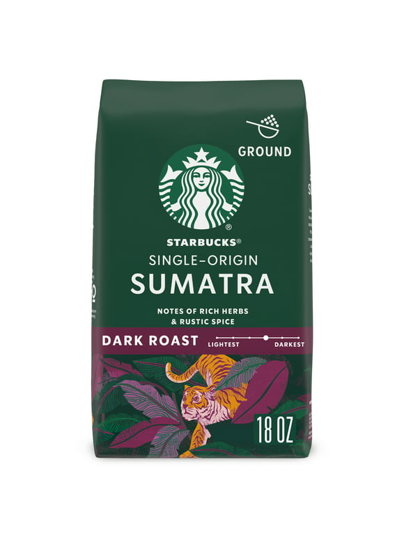 Starbucks Arabica Beans Sumatra, Dark Roast, Ground Coffee, 18 oz