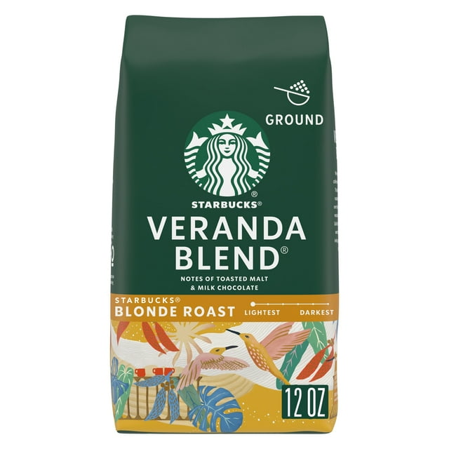 Starbucks Arabica Beans Veranda Blend, Starbucks Blonde Roast Naturally Flavored Ground Coffee, 12 oz