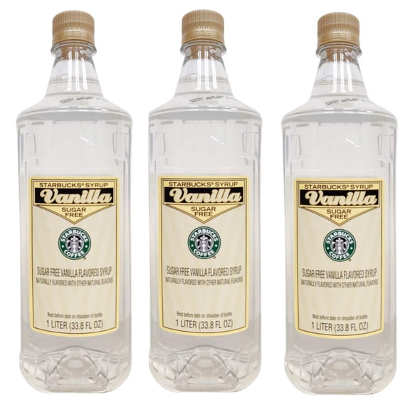 Starbucks Authentic Flavoring Syrup For Coffee And Tea, (Sugar-Free Vanilla, 3-Bottle Pack)