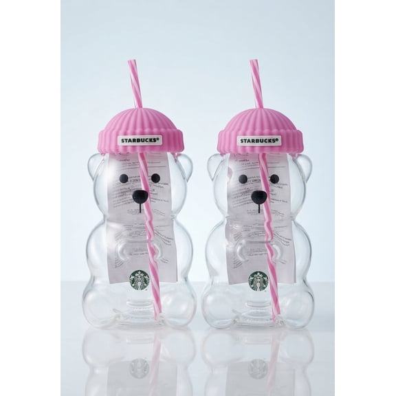 Starbucks Bearista Pink Bear Tumbler Cold Cup with Straw 20oz