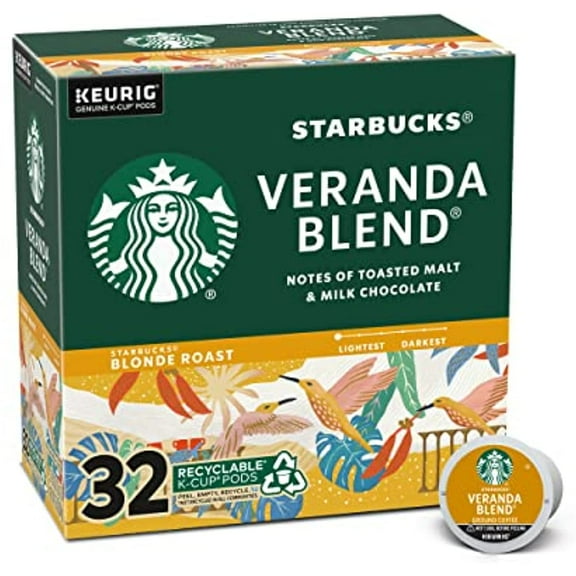 Starbucks Blonde Roast K-Cup Coffee Pods Veranda Blend for Keurig Brewers 32 Count (Pack of 1)