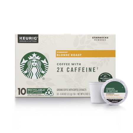 Starbucks Blonde Roast K-Cup Coffee Pods With 2X Caffeine For Keurig Brewers,10 Count - (Pack Of 6)